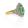 Ring - Edwardian style Emerald & Diamond cluster ring in 18ct gold.  - PA Jewellery