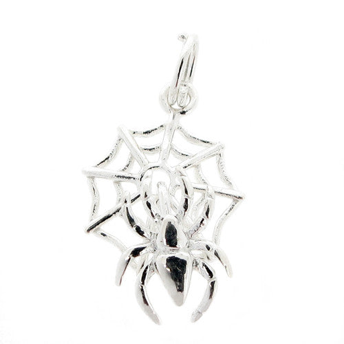 Accessories - Spider and web charm in silver  - PA Jewellery