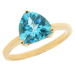 Ring - Blue topaz solitaire ring in 9ct yellow gold  - PA Jewellery