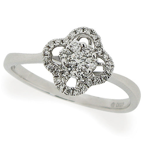 Ring - Diamond floral cluster ring in 18ct white gold, 0.22ct  - PA Jewellery