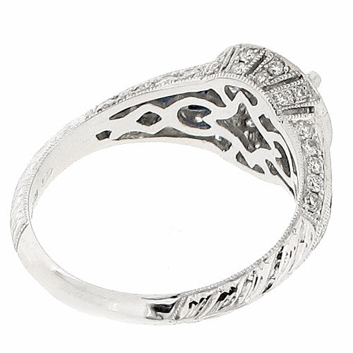 Diamond and sapphire 1920s style ring in 18ct white gold, 1.19ct