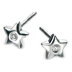 Diamond set star stud earrings in silver