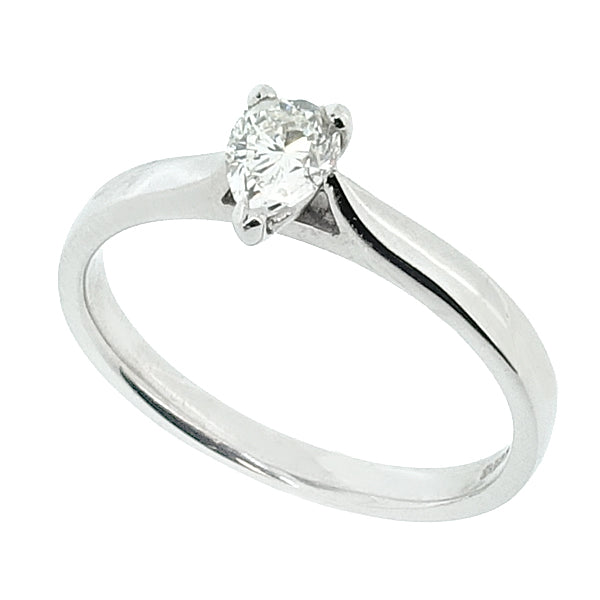 Pear shape diamond solitaire ring in 18ct white gold, 0.33ct