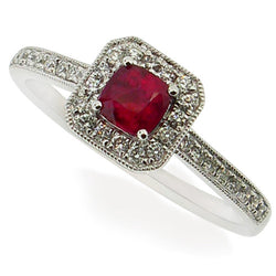 Ring - Ruby & Diamond ring in 18ct white gold  - PA Jewellery