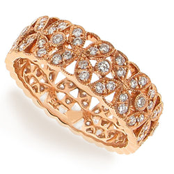 Ring - Diamond floral band ring in 18ct rose gold  - PA Jewellery