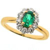 Ring - Emerald and diamond cluster ring in 18ct yellow gold  - PA Jewellery