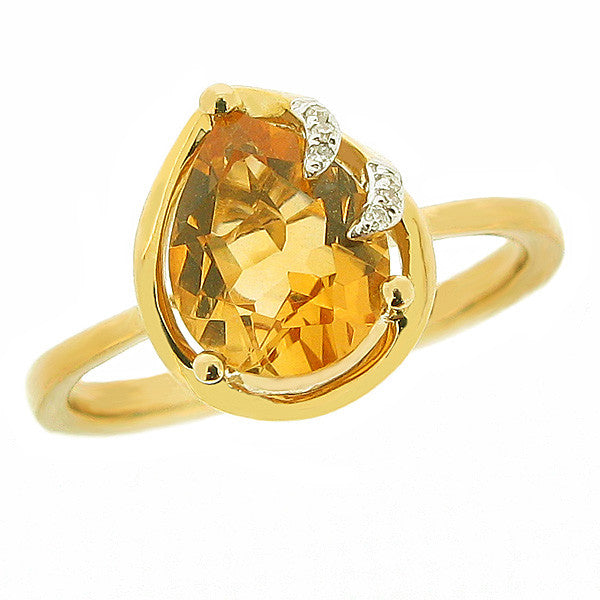 Ring - Citrine and diamond ring in 9ct yellow gold  - PA Jewellery
