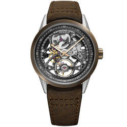 Raymond Weil Freelancer in stainless steel and bronze on leather 2785-SBC-60000
