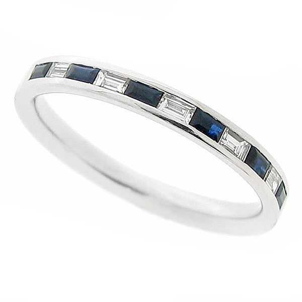 Sapphire and diamond half eternity band in 18ct white gold