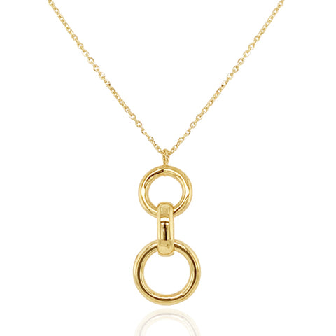 Linked circles pendant and chain in 9ct gold