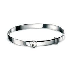Wristwear - Heart detail bangle in silver  - PA Jewellery