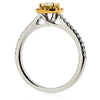 Ring - Yellow and white diamond 'halo' cluster ring in platinum and 18ct gold, 0.85ct total  - PA Jewellery