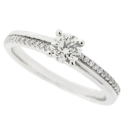 Diamond ring with diamond set shoulders in 18ct white gold, 0.42ct
