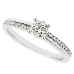 Diamond ring with diamond set shoulders in 18ct white gold, 0.42ct