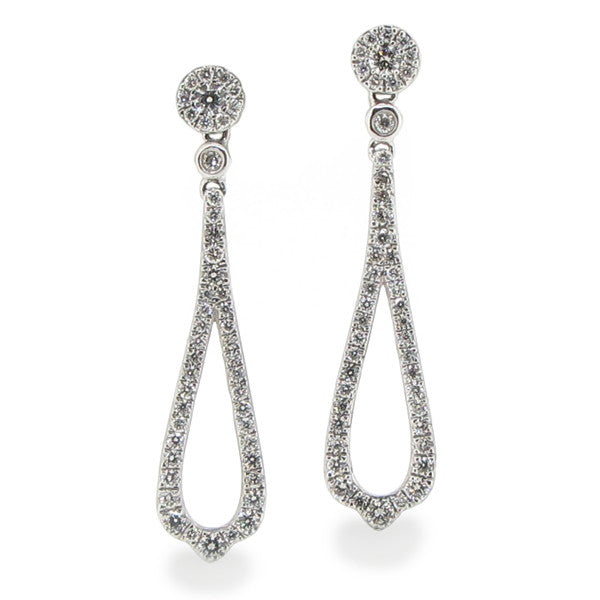 Earrings - Diamond drop earrings in 18ct white gold, 0.44ct  - PA Jewellery