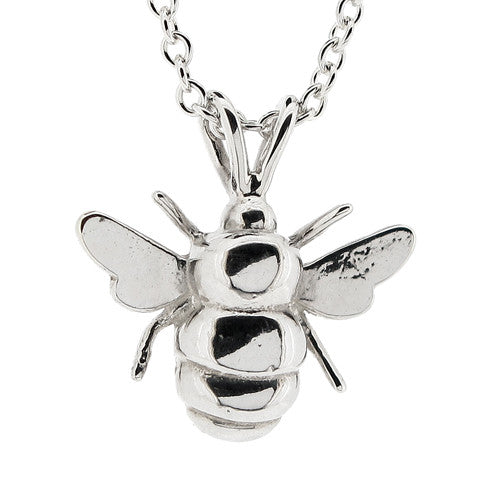 Bee pendant and chain in silver