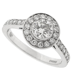 Diamond halo cluster ring in 18ct white gold, 0.86ct