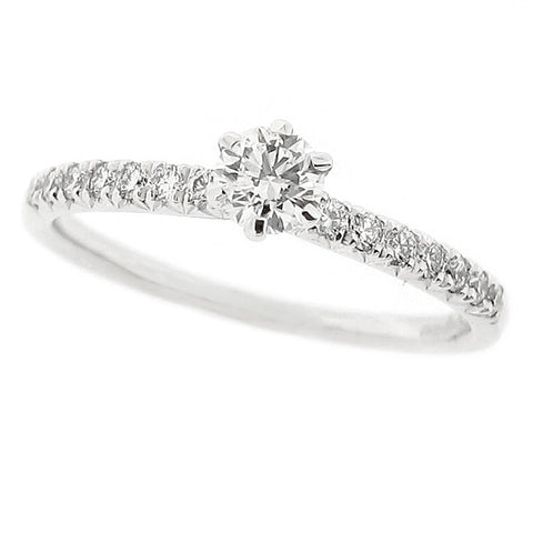 Brilliant cut diamond solitaire with diamond set shoulders in 18ct white gold, 0.44ct