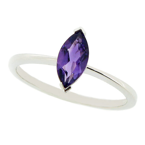 Ring - Amethyst solitaire ring in 9ct white gold  - PA Jewellery