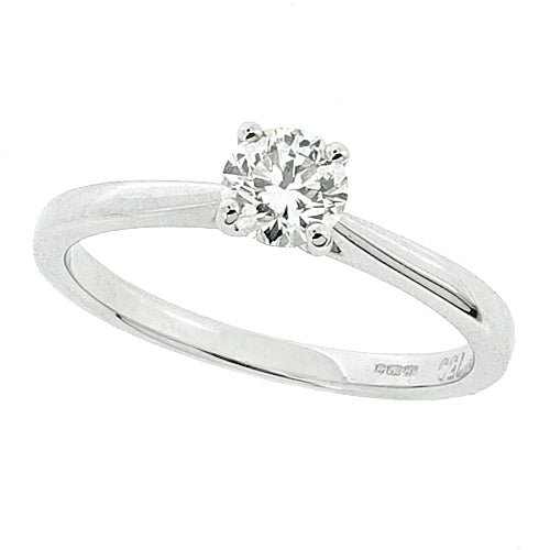 Brilliant cut diamond solitaire ring in 18ct white gold, 0.35ct