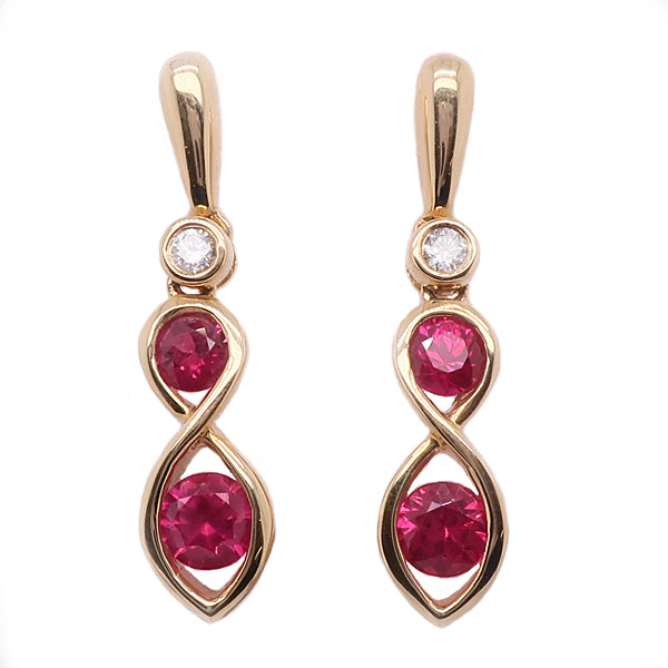 Ruby and diamond drop earrings in 18ct gold