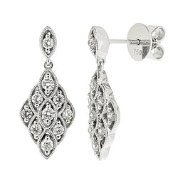 Diamond cluster drop earrings in 18ct white gold, 0.57ct