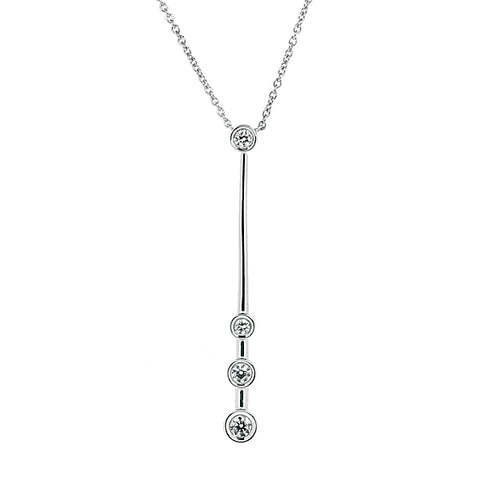 Diamond 'stick' necklace in 9ct white gold, 0.09ct