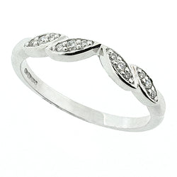 Diamond set marquise detail shaped band in 18ct white gold, 0.08ct