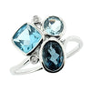 Blue topaz and diamond dress ring in 9ct white gold