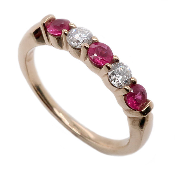 Ruby and diamond five stone ring in 9ct gold