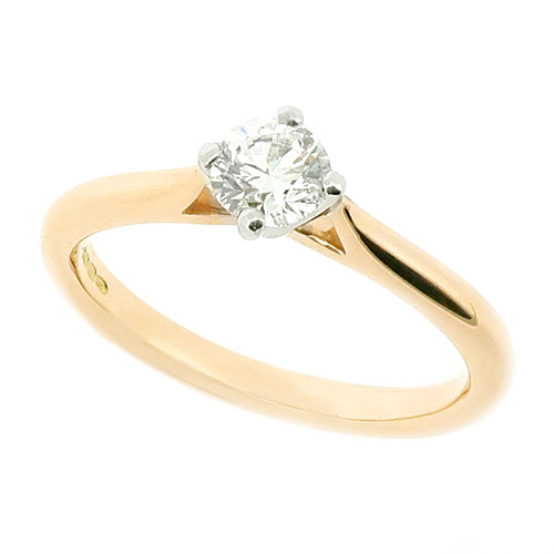 Brilliant cut diamond solitaire ring in 18ct rose gold and platinum, 0.38ct