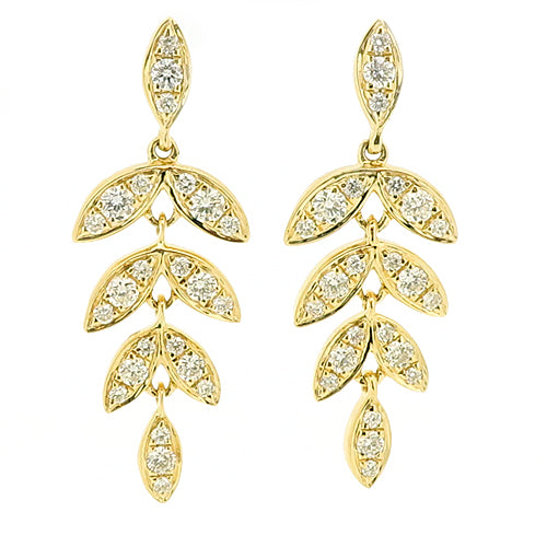 Diamond 'barleycorn' drop earrings in 18ct yellow gold, 0.45ct