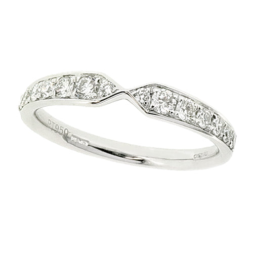 Bow shaped diamond band ring in platinum, 0.31ct