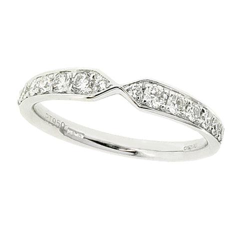 Bow shaped diamond band ring in platinum, 0.31ct