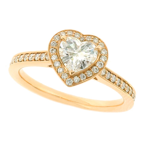 Heart shape diamond halo cluster ring in 18ct rose gold, 0.74ct