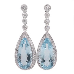 Aquamarine and diamond drop earrings in 18ct white gold