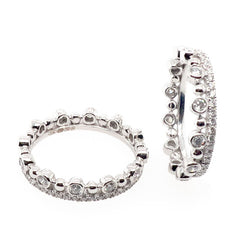 Diamond and bead detail set of two rings in 18ct white gold, 0.98ct