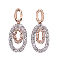 Diamond oval drop earrings in 18ct rose and white gold, 0.16ct
