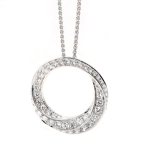 Diamond circle pendant and chain in 18ct white gold, 0.88ct