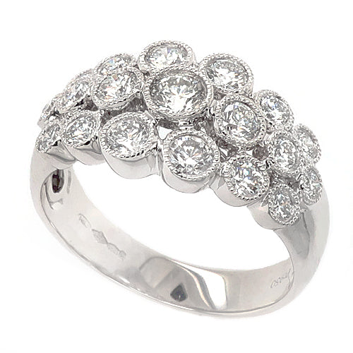 Diamond three row 'bubble' ring in platinum, 0.84ct