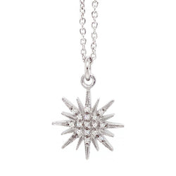 Cubic zirconia star pendant and chain in silver