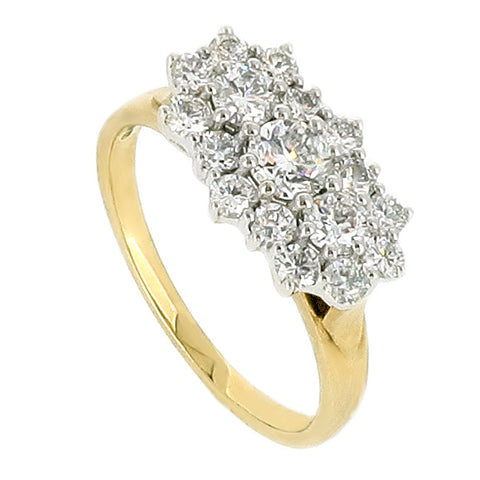 Diamond cluster ring in 9ct gold, 0.98ct