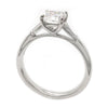 Radiant and baguette cut diamond three stone ring in platinum, 1.26ct