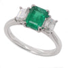 Emerald & diamond three stone ring. Platinum