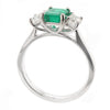 Emerald & diamond three stone ring. Platinum