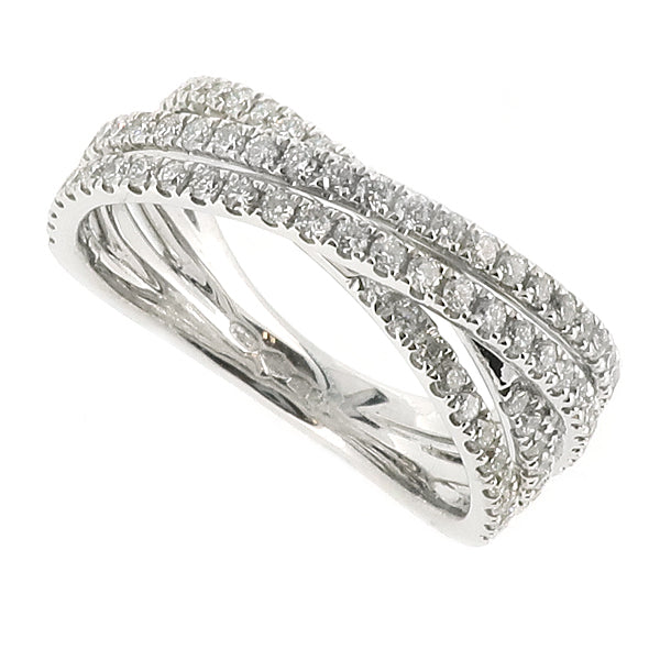 Diamond four-row crossover band ring in platinum, 0.69ct