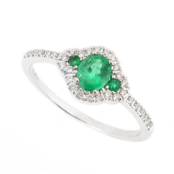 Emerald and diamond ring in 18ct white gold