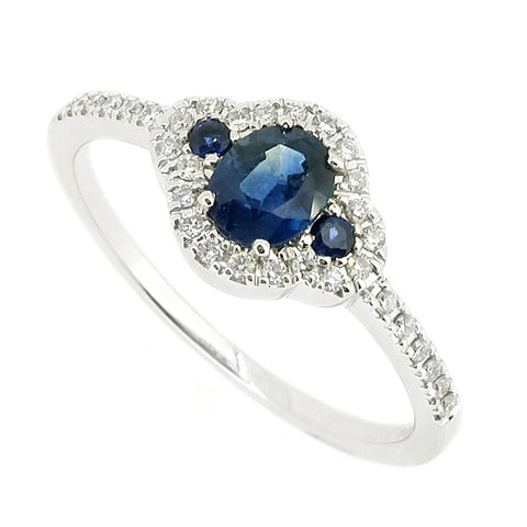 Sapphire and diamond ring in 18ct white gold