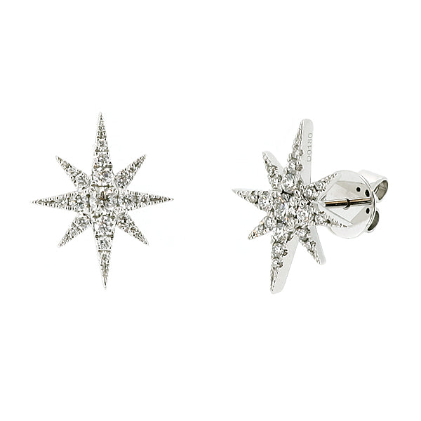 Diamond star earrings in 18ct white gold, 0.35ct