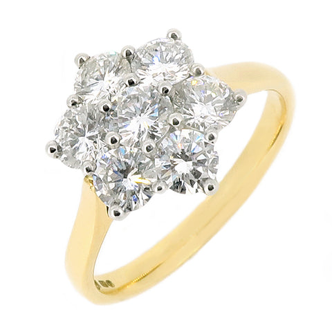 Diamond cluster ring in 18ct gold and platinum, 1.39ct